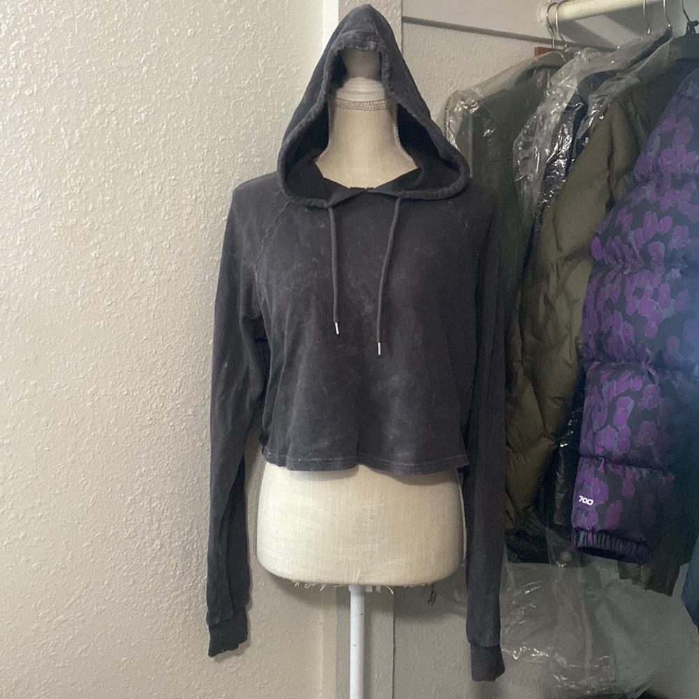 F21 Acid Wash Cropped Hoodie